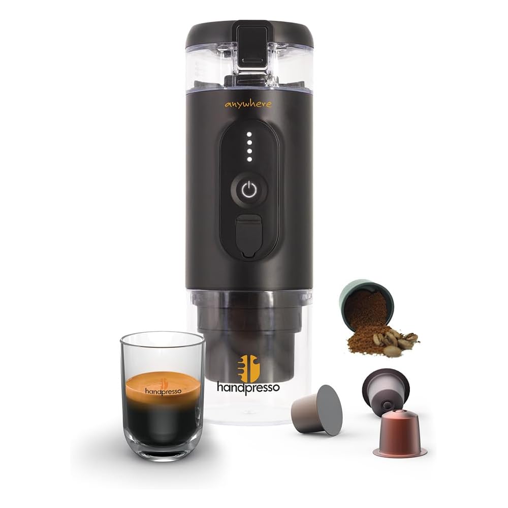 Handpresso - Cafetière portable E-Presso 21700 | Machine a cafe portable avec batterie USB réservoir 60ml - Cafetiere de voyage pour capsules expresso ou café moulu – mini cafetière à batterie : Cuisine et Maison