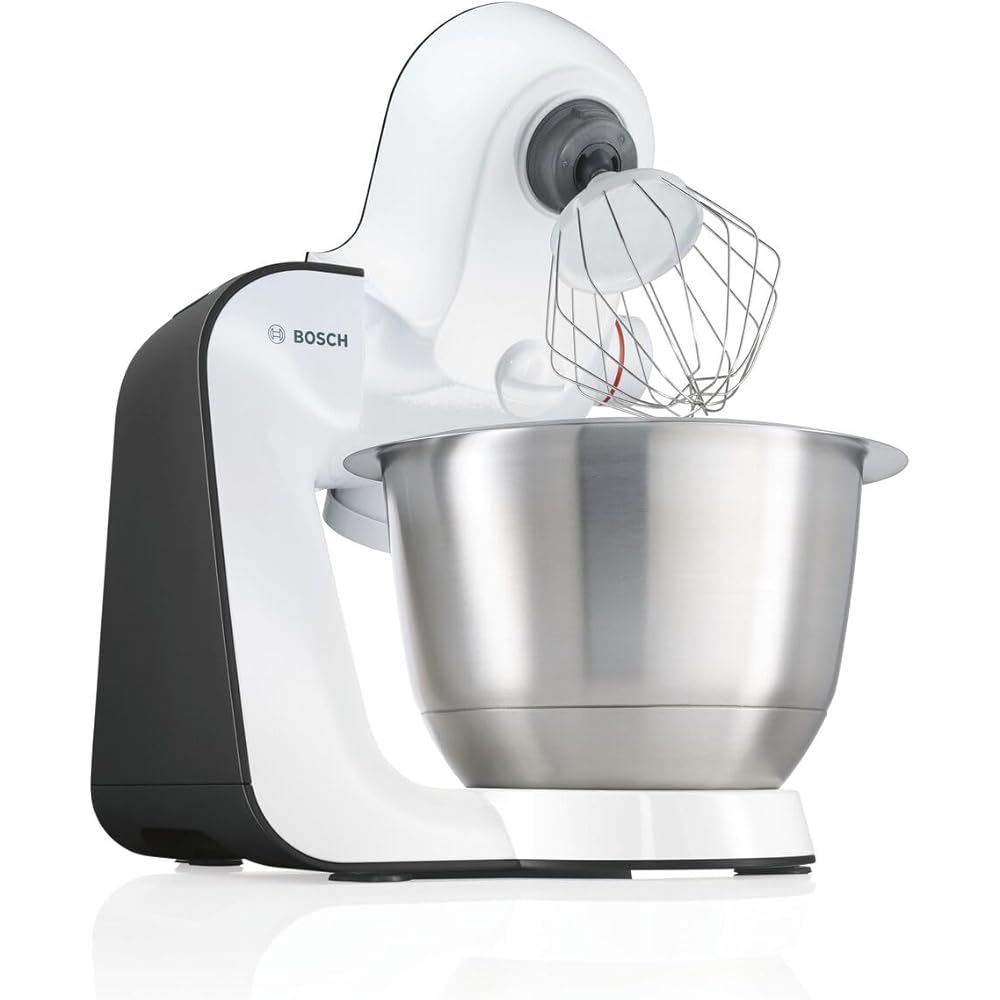 Bosch, robot pâtissier, moteur 900 watts, mélange homogène 3D, 7 vitesses, accessoires pâtisserie, compact, blanc/gris, MUM54A00 : Cuisine et Maison