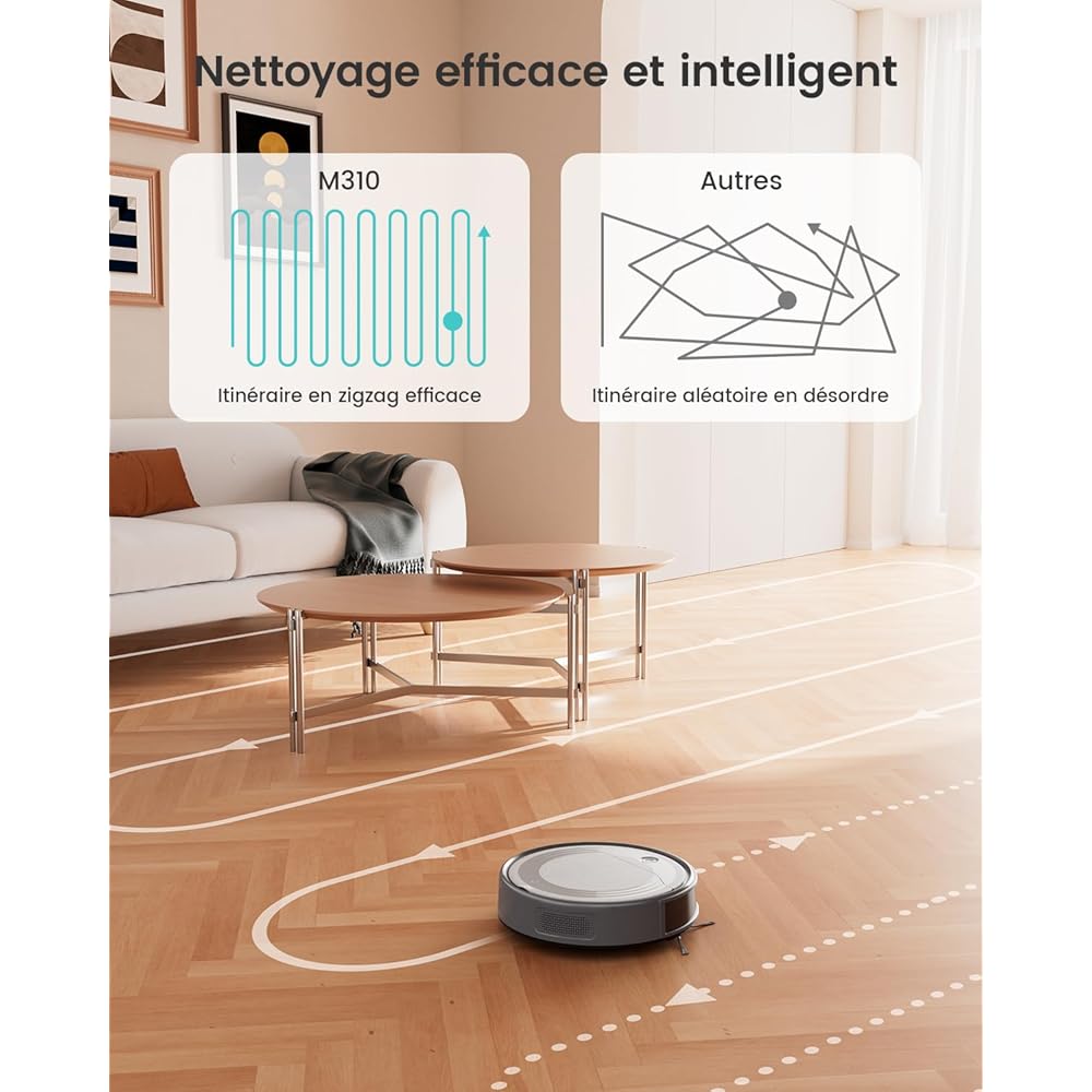 Lefant Aspirateur Robot, Robot Aspirateur 4500Pa Puissance d'Aspiration, Évitement Précis des Obstacles, Anti-Enchevêtrement Idéal pour Les Poils d'animaux, Cheveux et Sols Durs,Contrôle par App/Alexa : Cuisine et Maison
