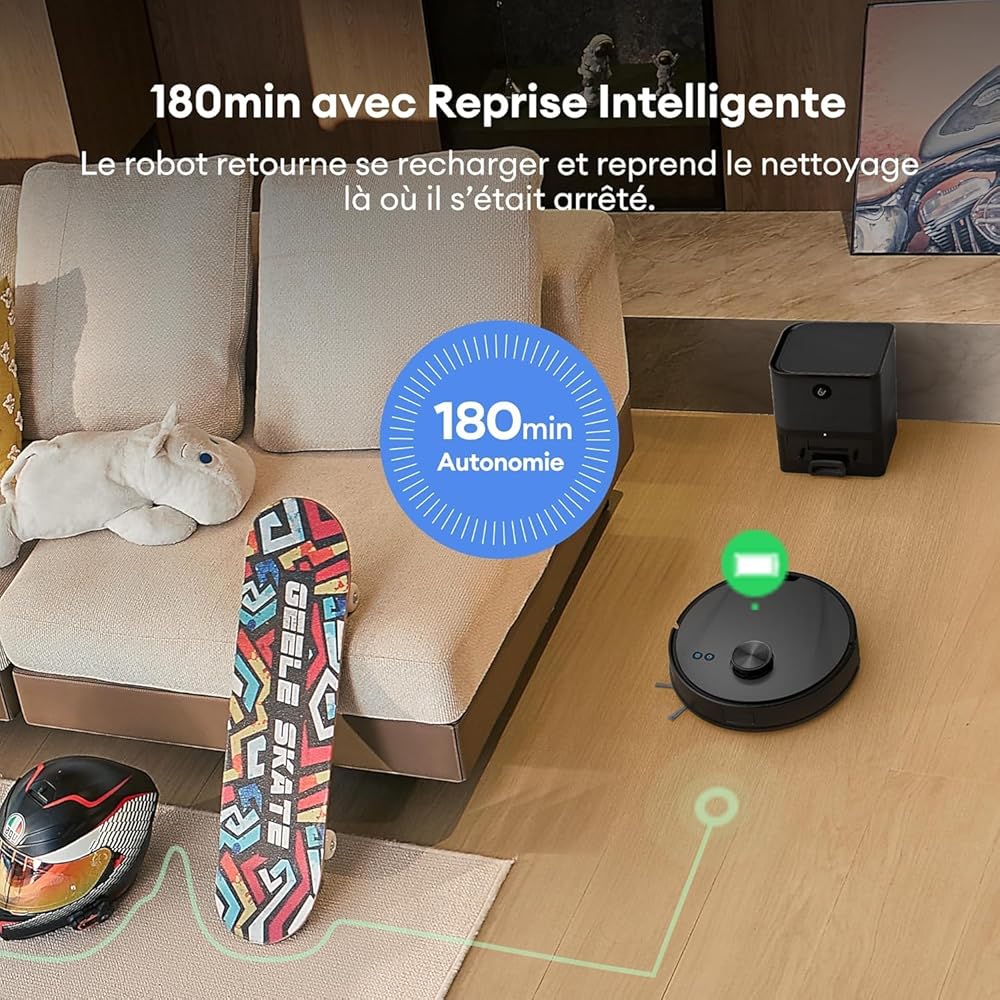 Ultenic T10 Lite Aspirateur Robot Laveur avec Station, 18000Pa Auto-Vidage, Navigation LiDAR, Cartographie Multi-étage, Connecté App-Alexa-Siri-IFTTT - Poils d’Animaux, Cheveux, Poussière et Moquette : Cuisine et Maison