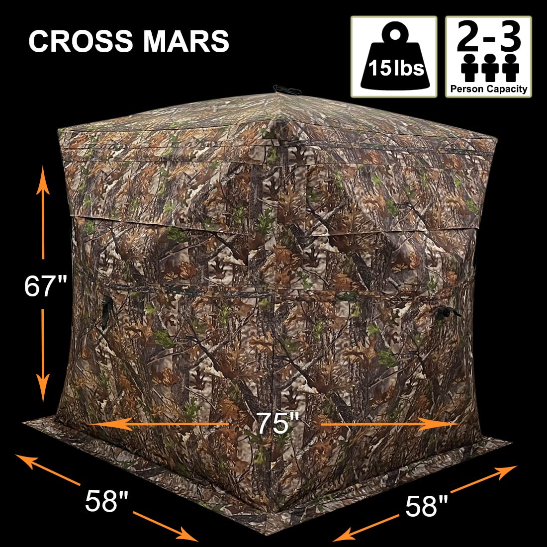 CROSS MARS Jagd-Tarnzelt, 2-3 Personen, 270 Grad