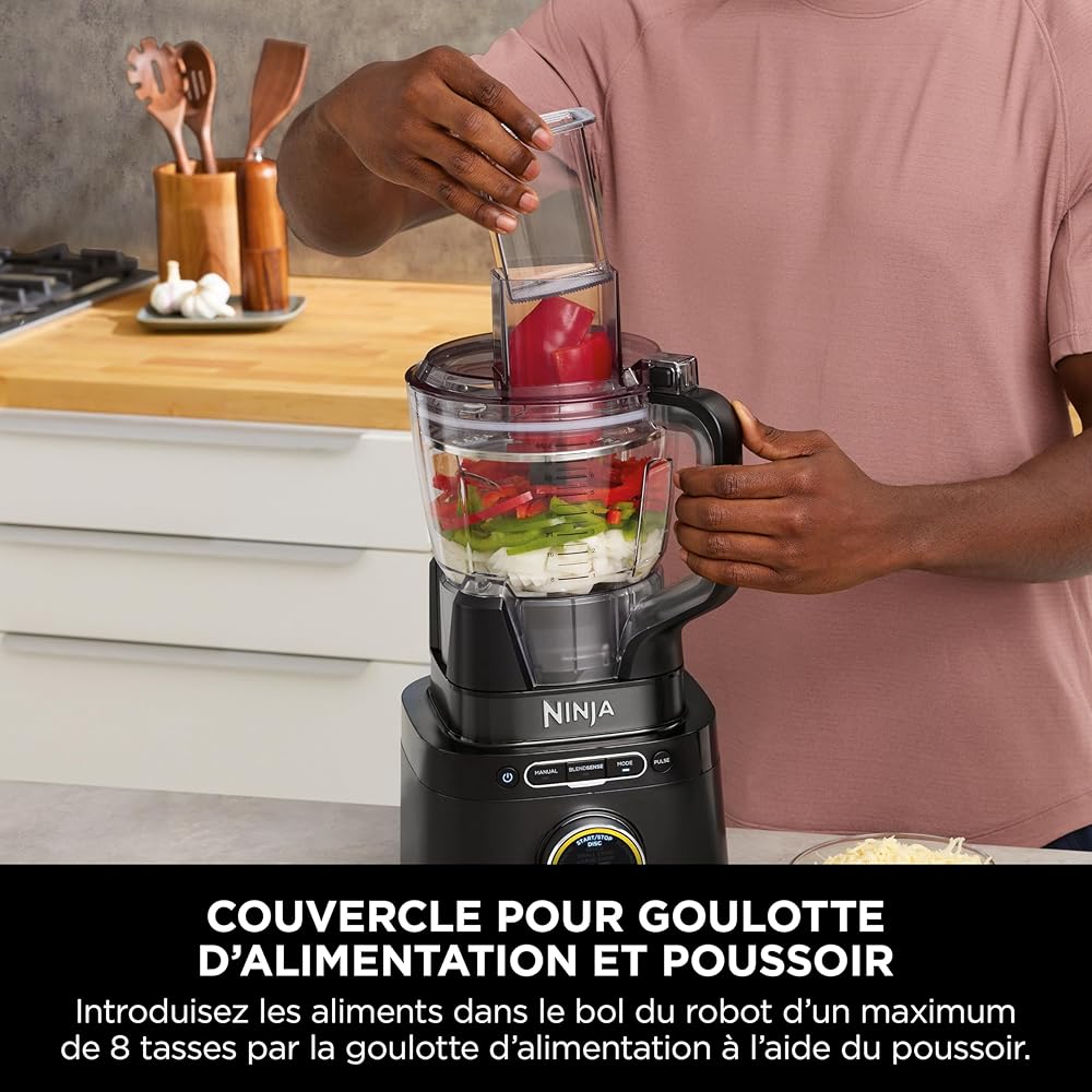 Ninja Detect Power Blender Processor Pro 3-en-1, mixeur 1200W, bol à mélanger, lame malaxeur, gobelet individuel, récipient, pétrir, mixer, hacher et mélanger, noir, TB401EU : Cuisine et Maison
