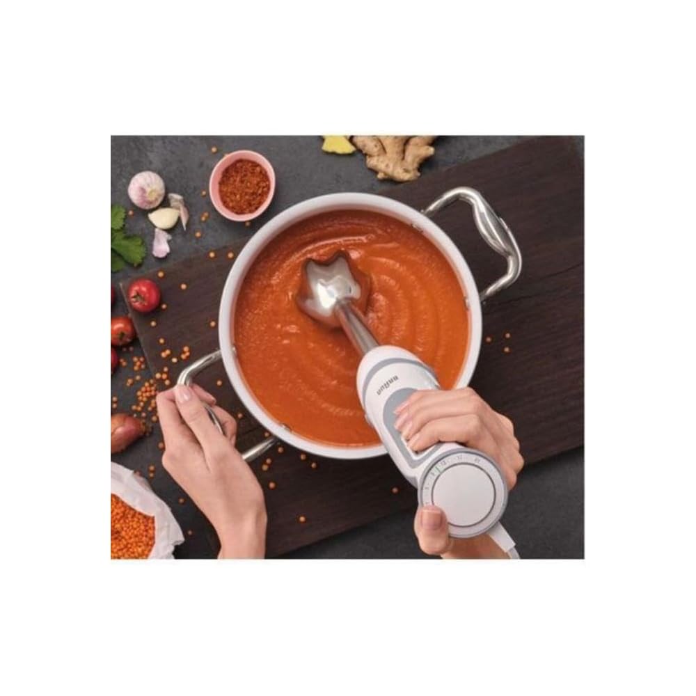 Braun MultiQuick 5 MQ5245WH, Mixeur Plongeant, 21 Vitesses et Fonction Turbo, Technologie SplashControl, Powerbell Plus, Easy-Click, Inclut un Verre Doseur de 600 ml, 1000W, Blanc : Cuisine et Maison