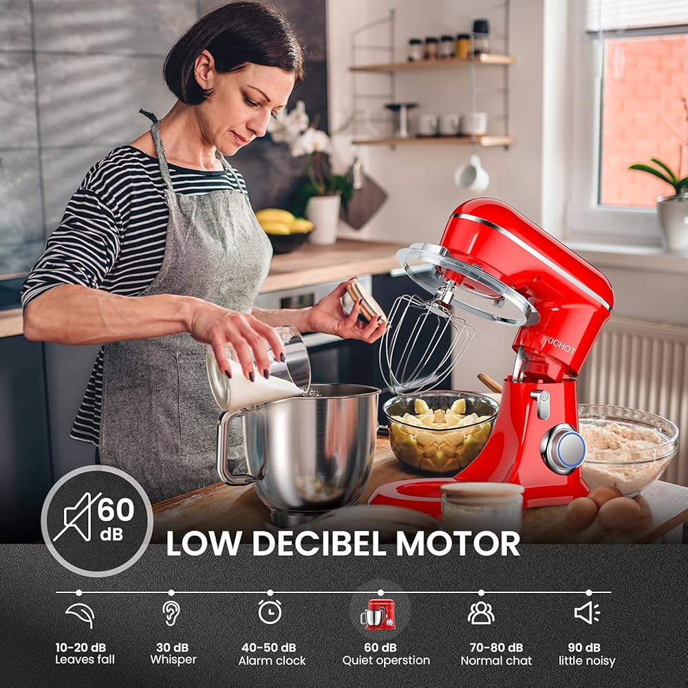 KICHOT 4.5L Robot Pâtissier, 1300W 10Vitesses Robot de Cuisine Multifonction, Robot Mixeur Pâtisserie, Bol d'Acier Inoxydable, Fouet Batteur, Crochet : Cuisine et Maison