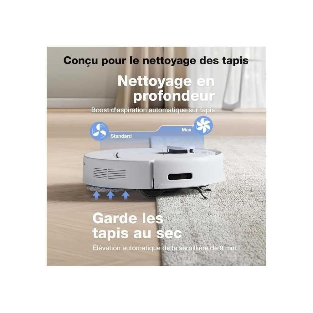 ECOVACS N30 PRO OMNI Aspirateur Robot avec Station OMNI tout-en-un, 10000Pa, Robot Aspirateur Laveur avec Brosse ZeroTangle 2.0, Nettoyage à l'eau chaude 60℃, Nettoyage Humide adaptatif TruEdge, Blanc : Cuisine et Maison