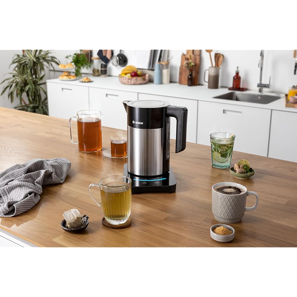 Bosch Electroménager TWK7203 Bouilloire électrique programmable, 2200 W, 1.7 liters, Noir/INOX : Cuisine et Maison