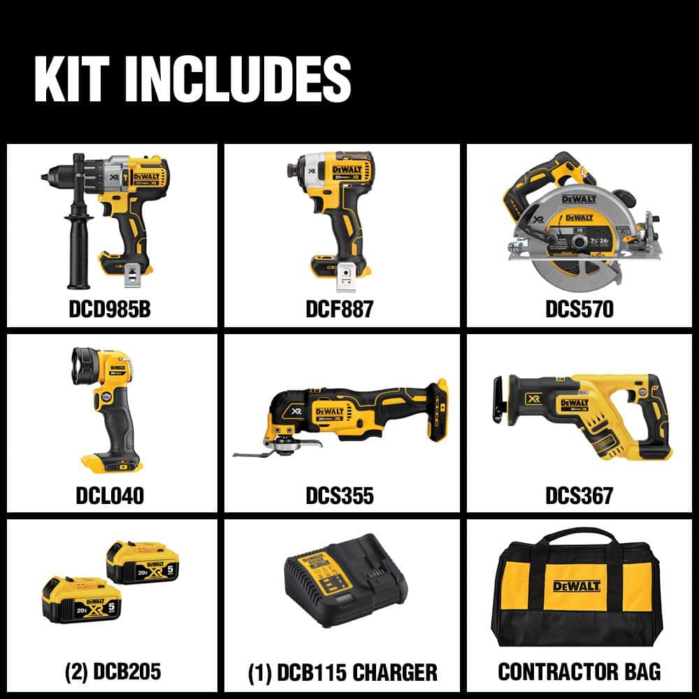 20V MAX Cordless 6 Tool Combo Kit with (2) 20V 5.0Ah Batteries and Charger DCK694P2