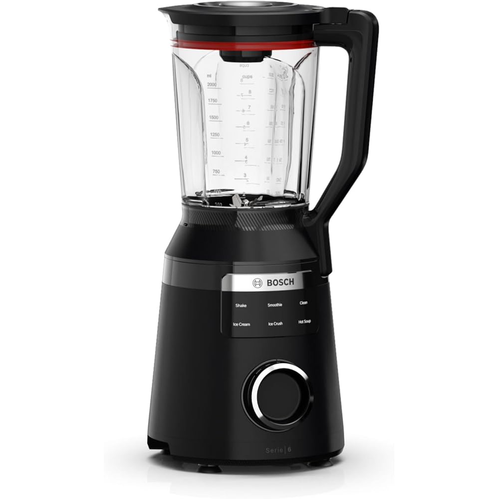 Bosch, VitaPower Série 6, blender haute performance, moteur 1800 watts, vitesse du moteur jusqu'à 45 000 tr/min, 6 programmes automatiques, bol résistant en tritan, noir, MMB6652B : Cuisine et Maison