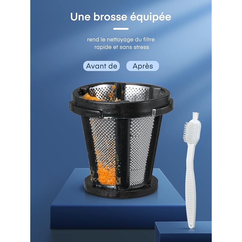Housnat Extracteur de Jus de Fruits et Légumes, Extracteur Jus avec moteur silencieux, Slow Juicer Nutriments Maximaux - 90% Jus Pureté, Extracteur jus de Fruits et Légumes, Fonction Inverse : Cuisine et Maison