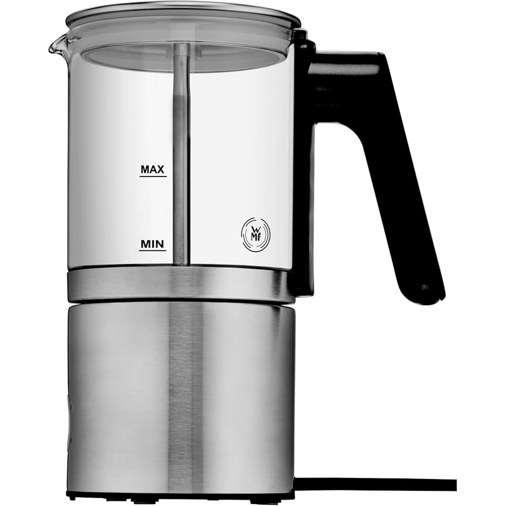 WMF Lono Glas Mousseur à lait électrique, 150-250 ml, 650 W, mixeur Frappe, écran tactile, pour mousse de lait chaud et froid, lait chaud, chauffe-lait, machine à cacao, chocolat chaud, acier : Cuisine et Maison