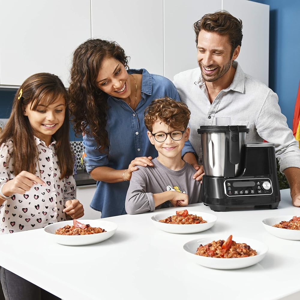 Moulinex Clickchef Robot Cuiseur multifonction compact, 3,6 L, 1400 W, 5 programmes, 32 fonctions, Balance cuisine intégrée, Cuiseur vapeur, Batteur Mélangeur HF456810 [Écran de contrôle en anglais] : Cuisine et Maison
