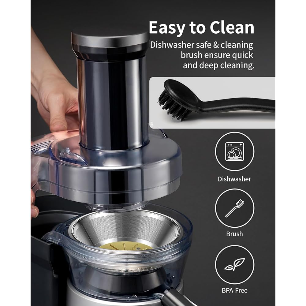 GDOR 1300W Centrifugeuse Extracteur de Jus Avec Arbre D'alimentation Plus Grand de 81mm Pour Fruits et Légumes Entiers Grande Carafe à Jus de 1250ml 3 Vitesses Centrifugeuse Facile à Nettoyer Juicer : Cuisine et Maison