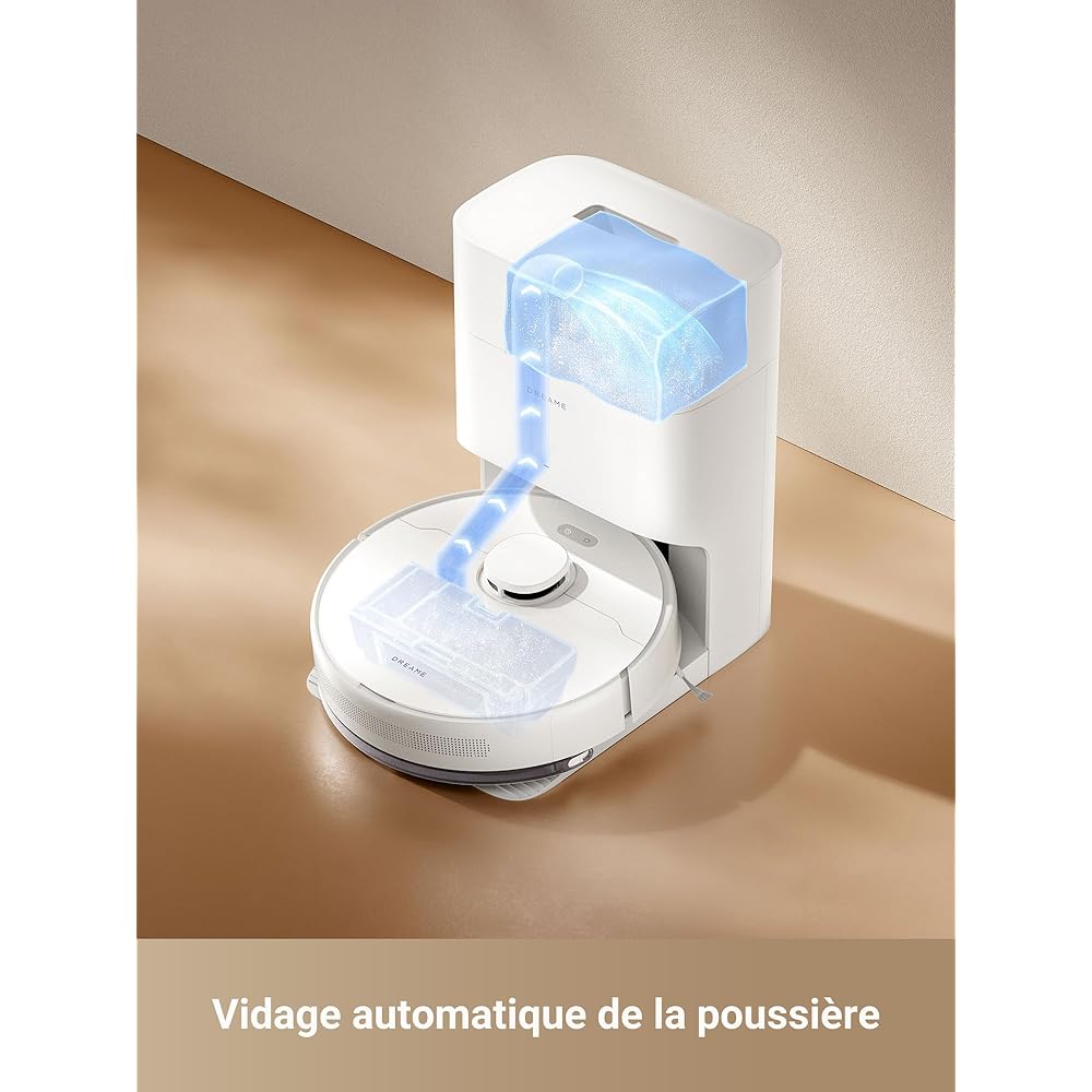 dreame D10 Plus Gen 2 Robot Aspirateur Laveur avec Vidange Automatique Poussière, Stocke jusqu'à 90 Jours de Poussière, Navigation LiDAR, Aspiration 6000Pa Tapis et Poils d'animaux, Batterie 285 Min : Cuisine et Maison