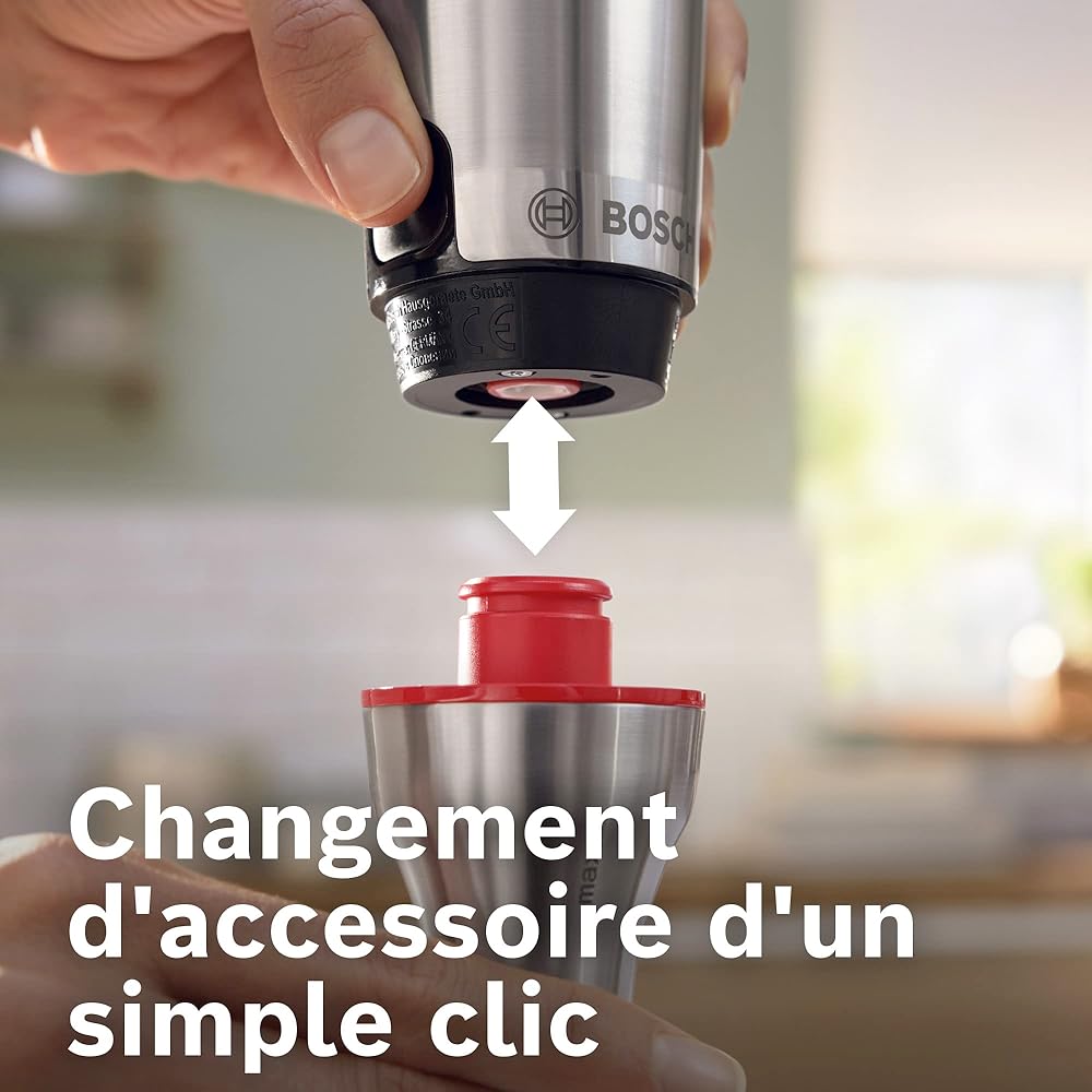 Bosch, mixeur plongeant, ErgoMaster Series 6, moteur 1200 watts refroidi par air, contrôle dynamique de la vitesse, couteau QuattroBlade Pro, accessoires inclus, MSM6M810 : Cuisine et Maison