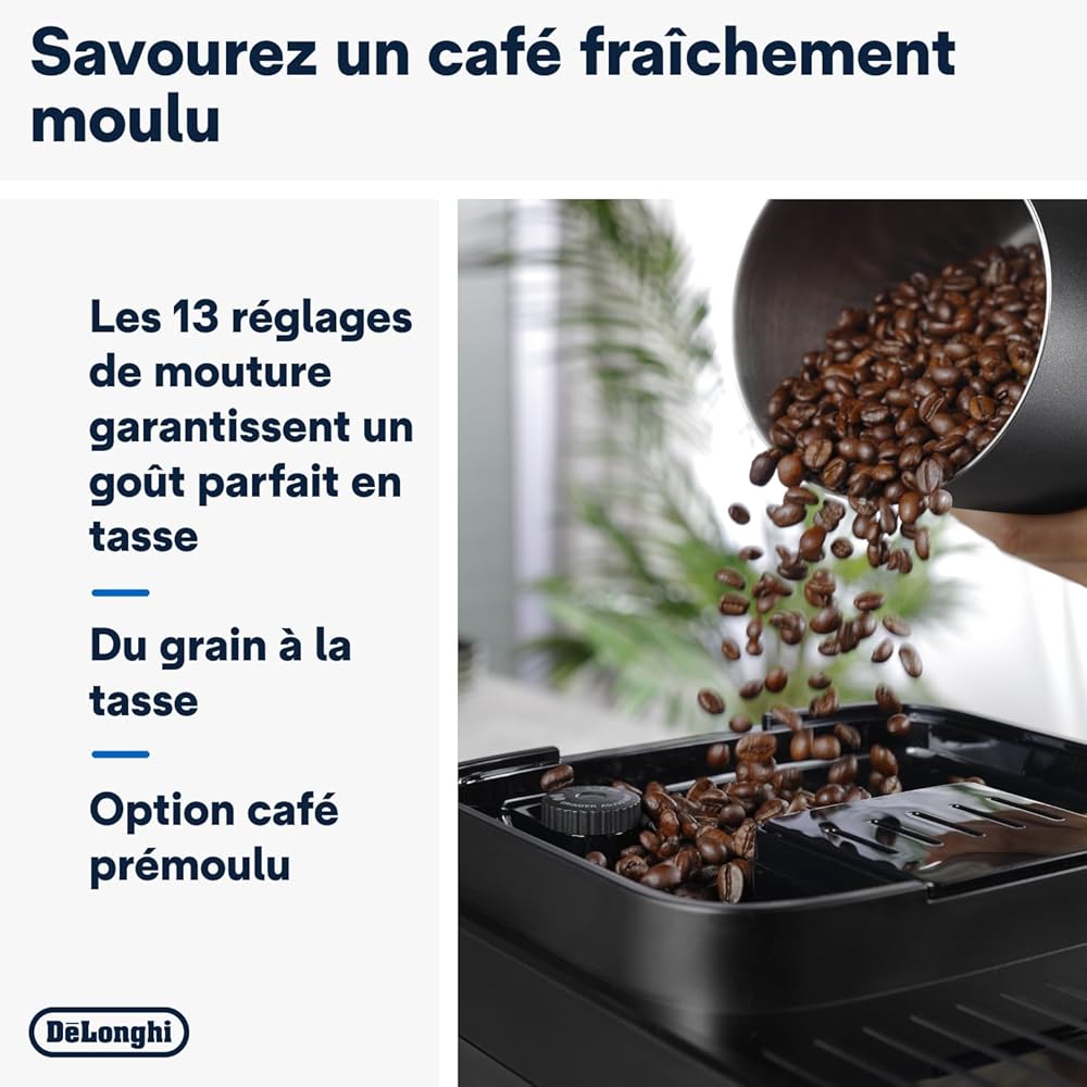 De'Longhi Magnifica Evo Next ECAM312.80.TB, Machine Café Automatique, Machine Café Grains pour Café et Cappuccino avec Écran Tactile Intuitif, 1450W, Noir/Titane : Cuisine et Maison