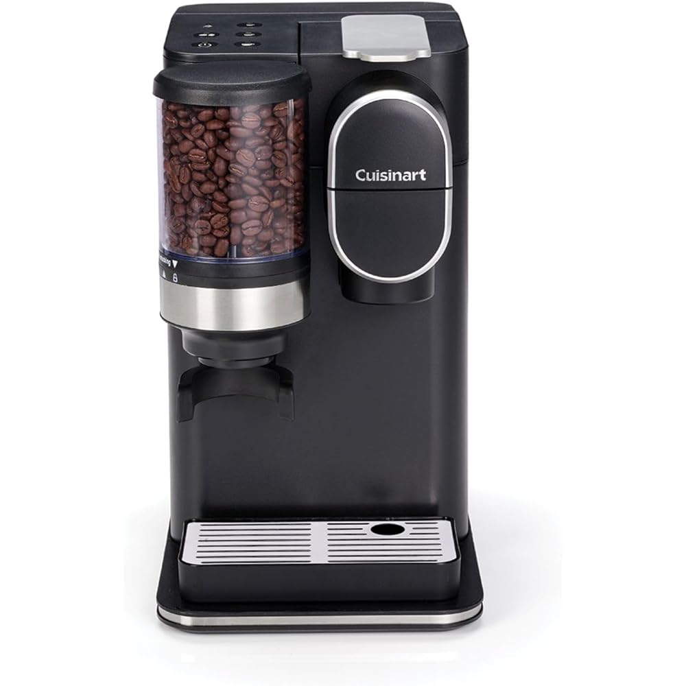 CUISINART One Cup Grind And Brew - Machine à café avec broyeur intégré | Grain à moudre, Café filtre en portion individuelle | choisissez 3 tailles de tasse | Dosette filtrante réutilisable | Noir : Cuisine et Maison