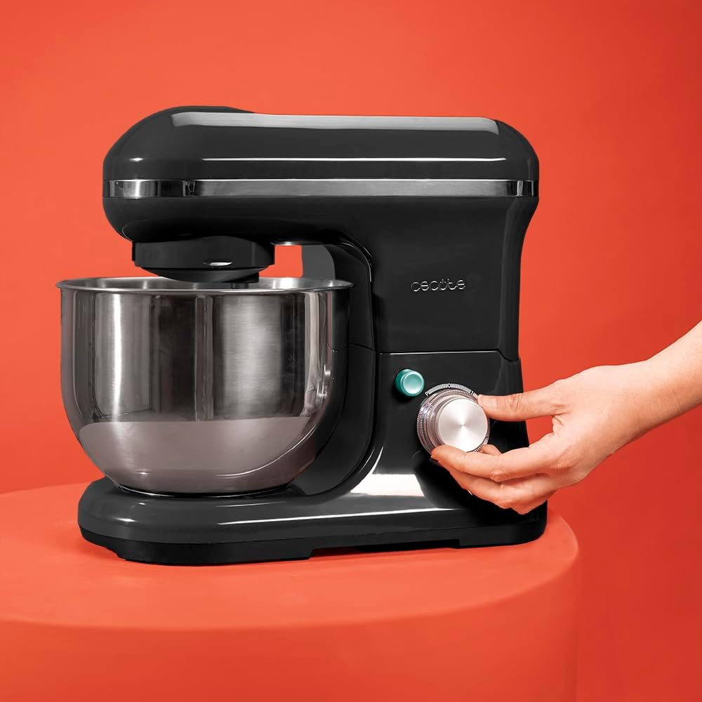 Cecotec Mixeur Cecomixer Merengue 5L 1200 Noir 1200 W à 6 niveaux, 5 fonctions, mouvement planétaire, design élégant, bol en acier de 5 L et accessoires pour fouetter et pétrir : Cuisine et Maison