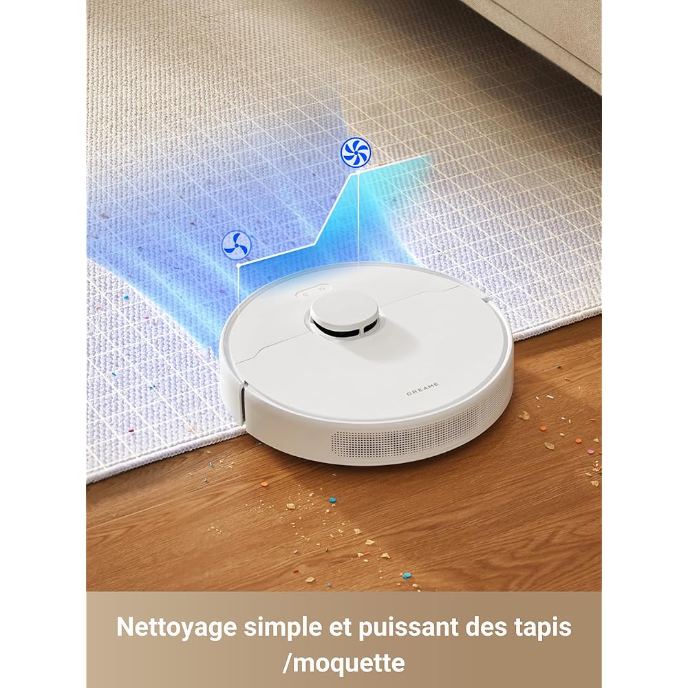 dreame D10 Plus Gen 2 Robot Aspirateur Laveur avec Vidange Automatique Poussière, Stocke jusqu'à 90 Jours de Poussière, Navigation LiDAR, Aspiration 6000Pa Tapis et Poils d'animaux, Batterie 285 Min : Cuisine et Maison
