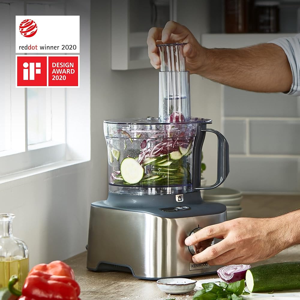 Kenwood Multipro Compact + FDM315SS Robot de cuisine compact, 2,1 l, balance intégrée, couteau en acier inoxydable, 4 disques de travail et 5 autres accessoires, boîtier en métal, 800 W, argenté : Cuisine et Maison