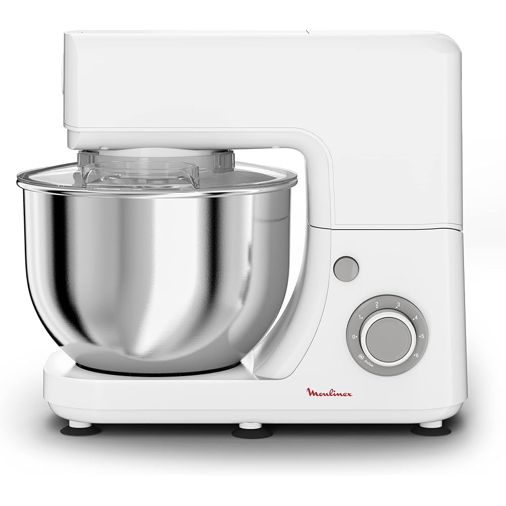 MOULINEX ROBOT PATISSIER ESSENTIAL Robot multifonction 800W 6 vitesses Bol Inox 4,8L Kit Pâtisserie Fouet Pétrin Batteur QA150110 : Cuisine et Maison