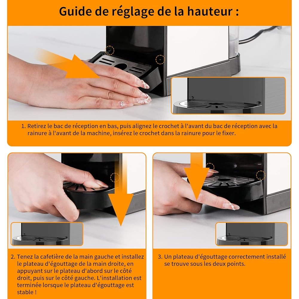 KOTLIE AC-513HF Machine à café multifonctionnelle 5-en-1 pour NES/pour DG/Café en poudre/ESE Pads (44 mm)/pour a modo mio, convient aux bonnets hauts (Noir) : Cuisine et Maison