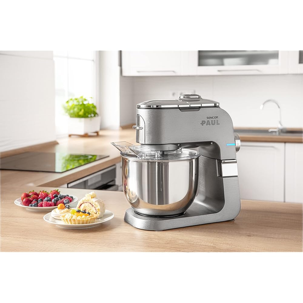 Sencor Robot Pâtissier multifonctions Premium, Robot de Cuisine Robust full metal, Moteur 1500W Surpuissant, avec Éclairage Led, silencieux, fonction Smart Power avec Accessoires complets et broyeuse : Cuisine et Maison