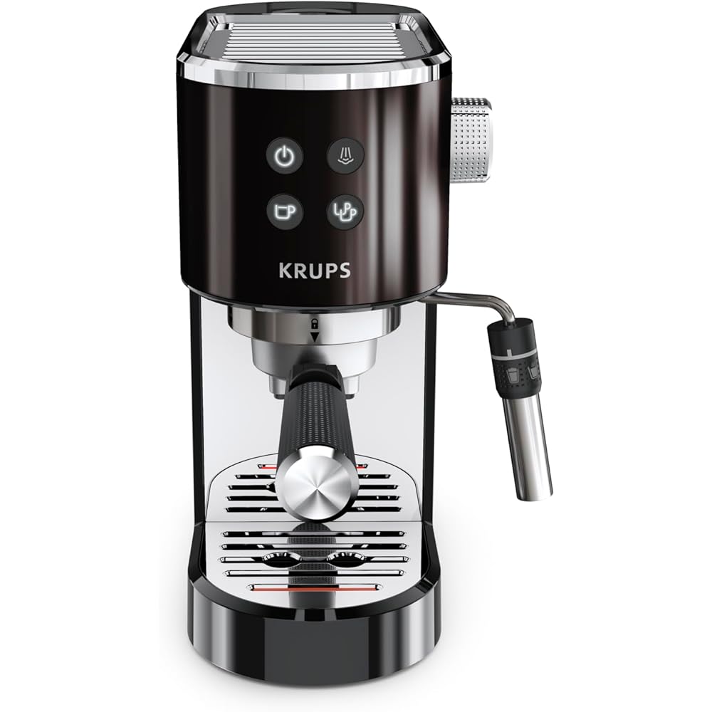 KRUPS Virtuoso+ Machine expresso à pompe, 15 bars, Thermoblock, Acier inoxydable, Buse vapeur, Arrêt automatique, Espresso et cappuccino, Qualité digne d'un barista, Buse vapeur XP444G10 : Cuisine et Maison