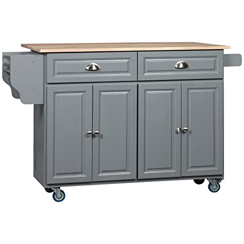 HOMCOM Rolling Drop Leaf Countertop Cabinets