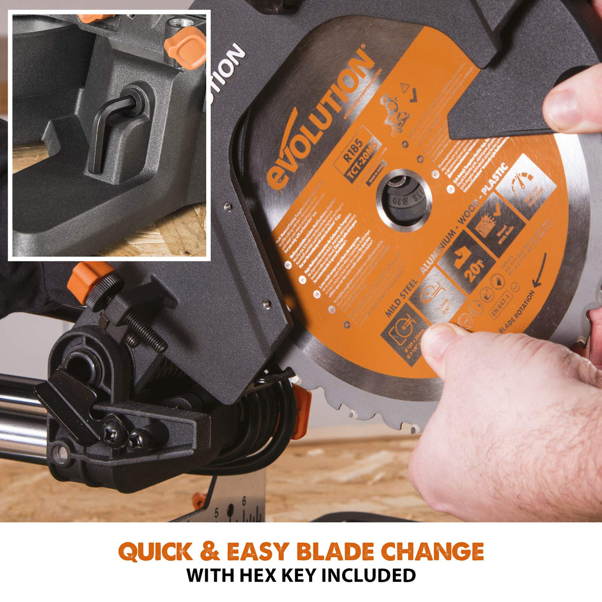 Evolution Power Tools R185SMS+ 7-1/4" Multi-Material Compound Sliding Miter Saw Plus