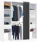 Dressing extensible double MERYL 120/180 x 50 x 180 cm, avec étagères double penderie