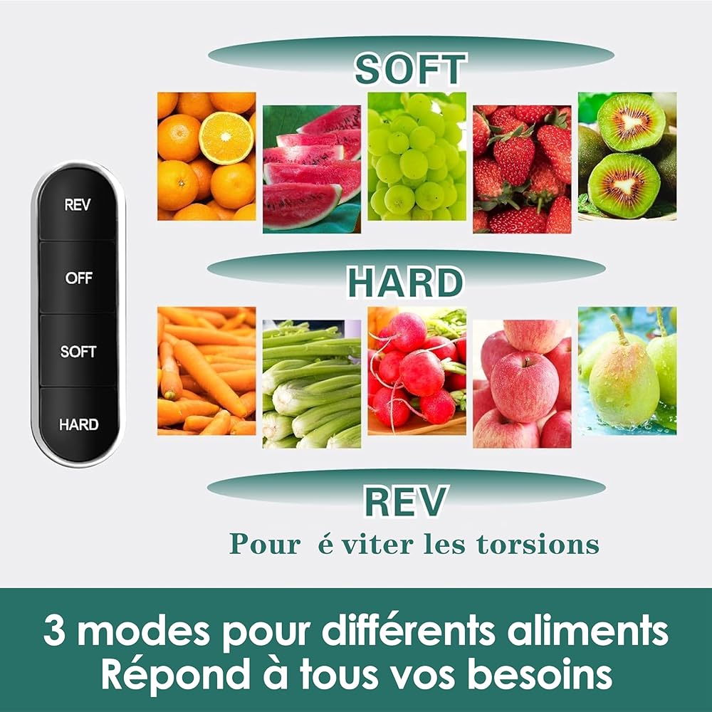 Fretta Extracteur de Jus à Pression à Froid, Goulotte d'alimentation Large de 76 MM, Presse-agrumes à Froid sans BPA, Extracteur de Jus de Fruits et Légumes, Recettes de Jus Incluses (blanc) : Cuisine et Maison
