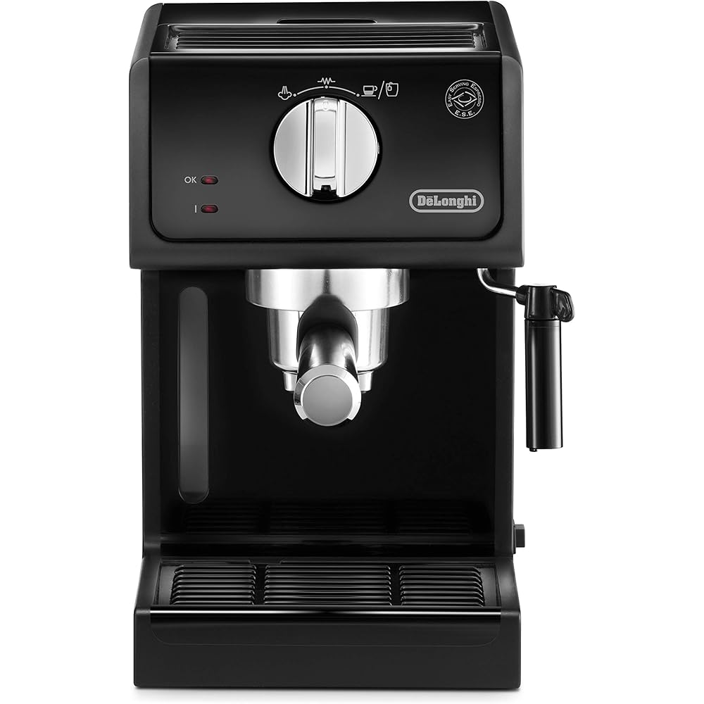 De'Longhi Machine à expresso ECP 31.21 | Porte-filtre avec finition aluminium | Buse de mousse de lait | 1 ou 2 tasses Espresso | Convient également pour les dosettes | Noir : Cuisine et Maison