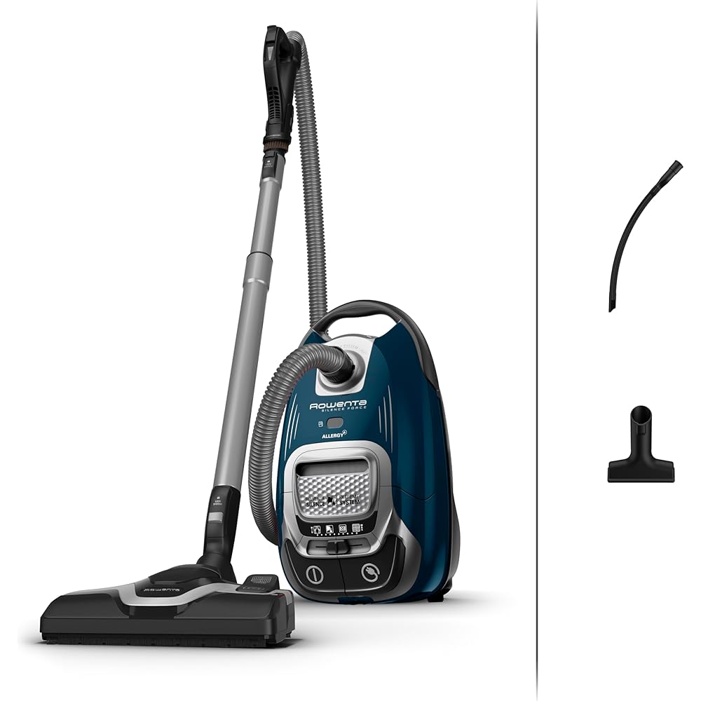 ROWENTA Silence Force Effitech Aspirateur avec Sac, Silencieux 57 DB(A), Basse consommation, Haute Filtration, Rayon d'action 12 m, Fabriqué en France RO7451EA, Bleu : Cuisine et Maison