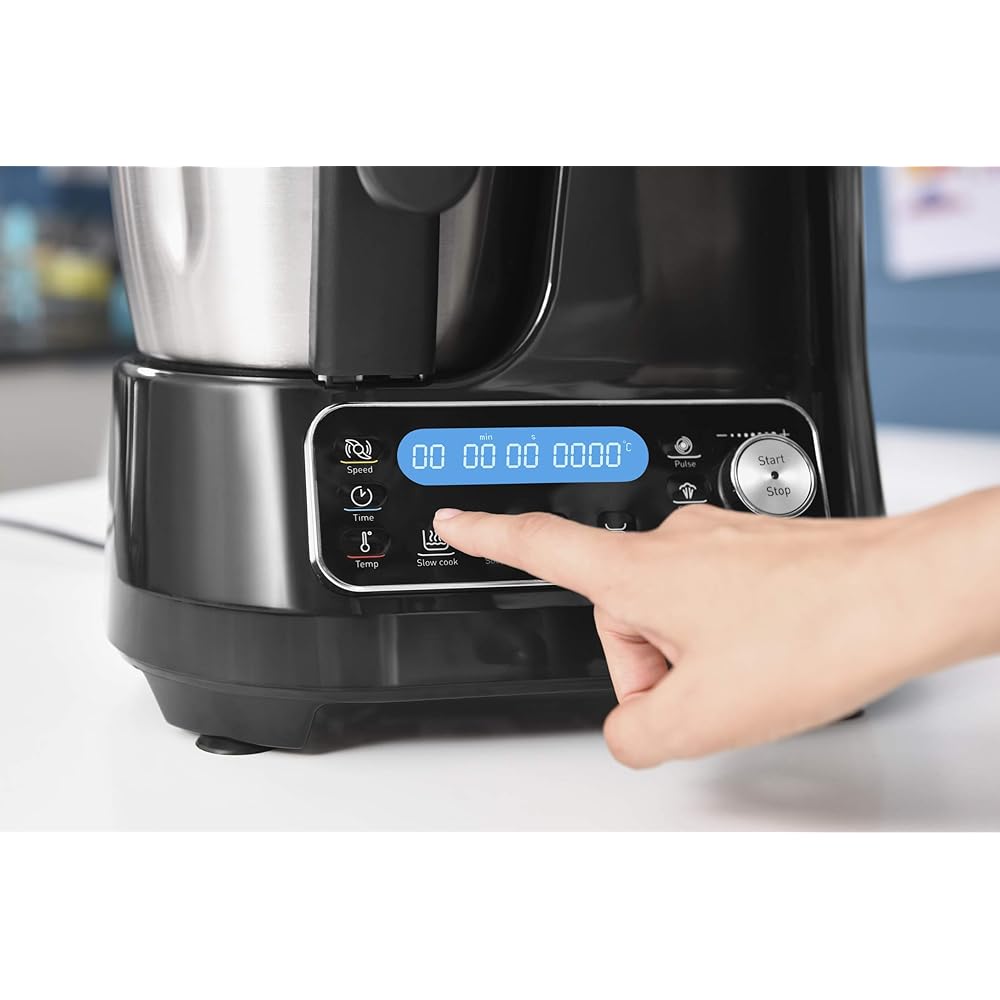 Moulinex Clickchef Robot Cuiseur multifonction compact, 3,6 L, 1400 W, 5 programmes, 32 fonctions, Balance cuisine intégrée, Cuiseur vapeur, Batteur Mélangeur HF456810 [Écran de contrôle en anglais] : Cuisine et Maison