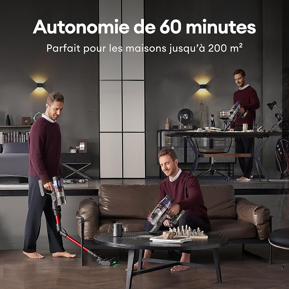Ultenic U16 Flex Aspirateur Balai sans Fil, 50kPa/60min Aspirateur sans Fil Hyper-Puissant, Technologie GreenEye, Tube Pliable, Brosse Anti-Emmêlement pour Tapis, Poils Animaux, Sol Dur et Voiture : Cuisine et Maison