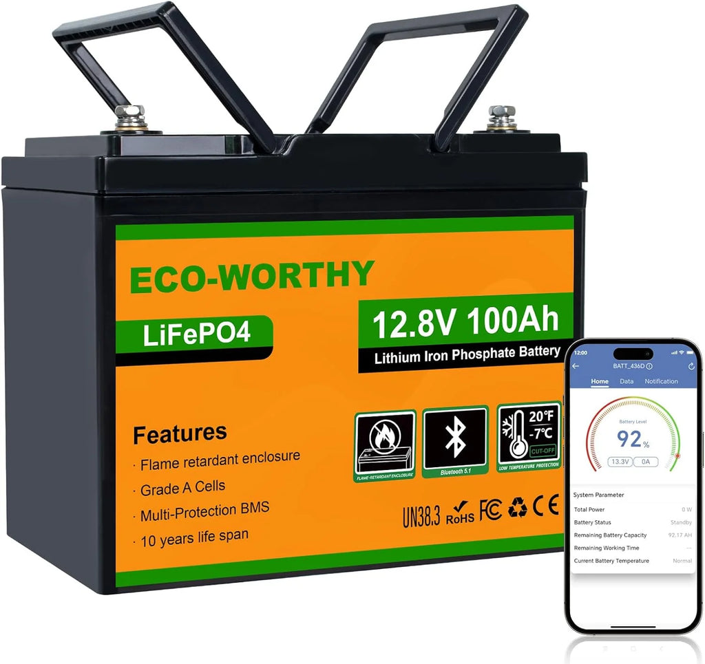 Bluetooth Batterie Lithium 12V 100AH avec Protection de BMS et de Basse Température