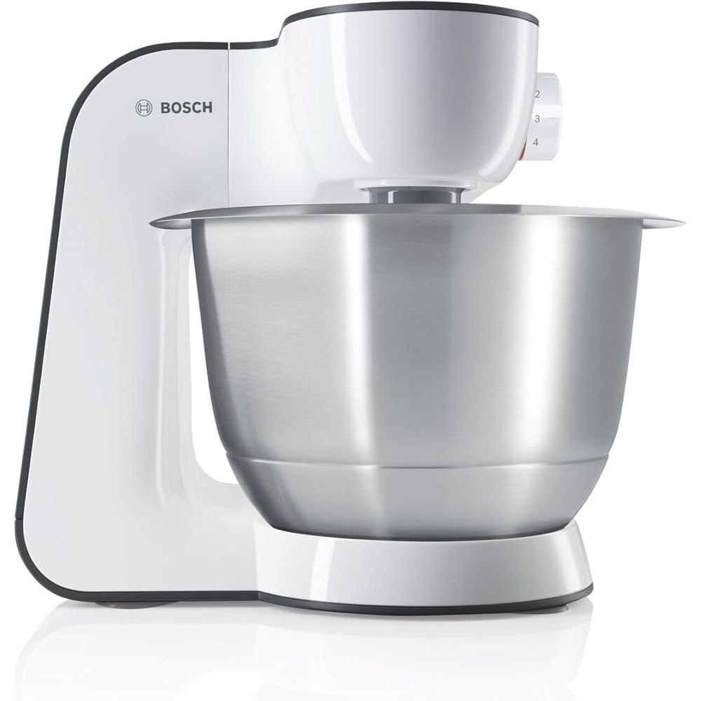 Bosch, robot pâtissier, moteur 900 watts, mélange homogène 3D, 7 vitesses, accessoires pâtisserie, compact, blanc/gris, MUM54A00 : Cuisine et Maison
