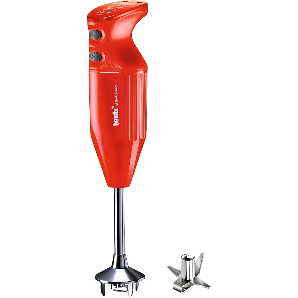 bamix Set avec mixeur plongeant M160 ONE avec couteau étoile en inox, 160 W, 2 vitesses, Fabriqué en Suisse, Rouge : Cuisine et Maison