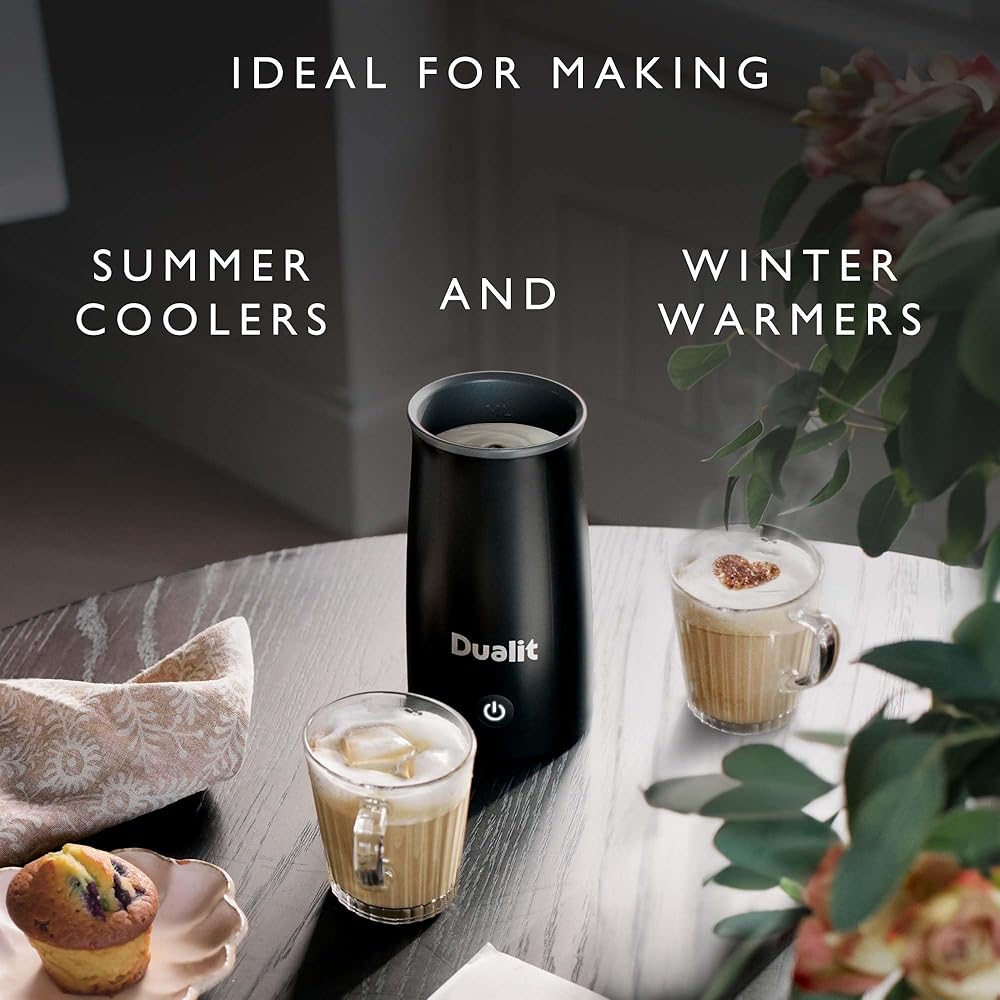 Dualit Mousseur à lait portatif idéal pour les blancs plats, les chocolats chauds, les cappuccinos lattes et plus encore - Fonctionnement One Touch - mousseur filaire : Cuisine et Maison