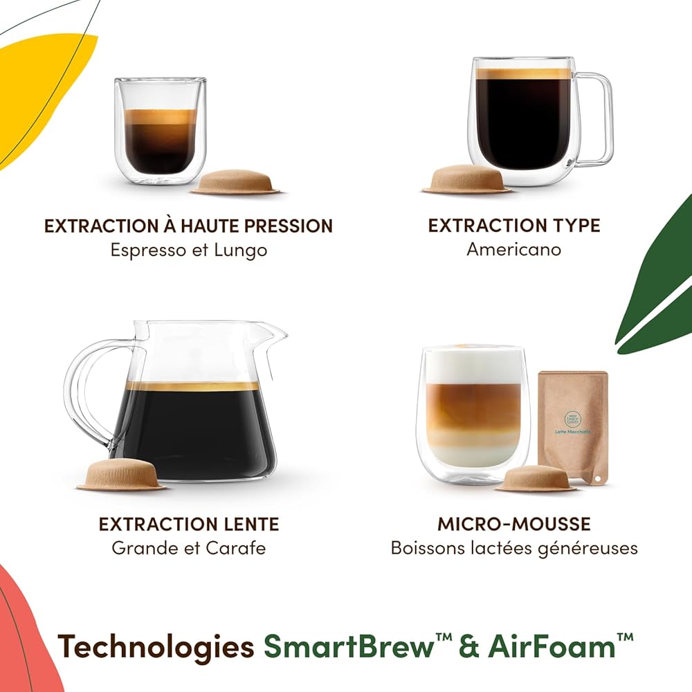 Dolce Gusto NEO Coffee Machine by Krups, Machine à café + 3 boites de dosettes compostables (Espresso, Lungo, Cappuccino), Cafetière multi-boissons connectée YY5242FD : Cuisine et Maison