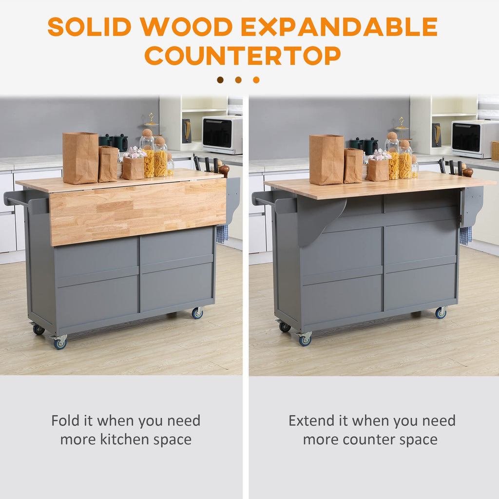 HOMCOM Rolling Drop Leaf Countertop Cabinets