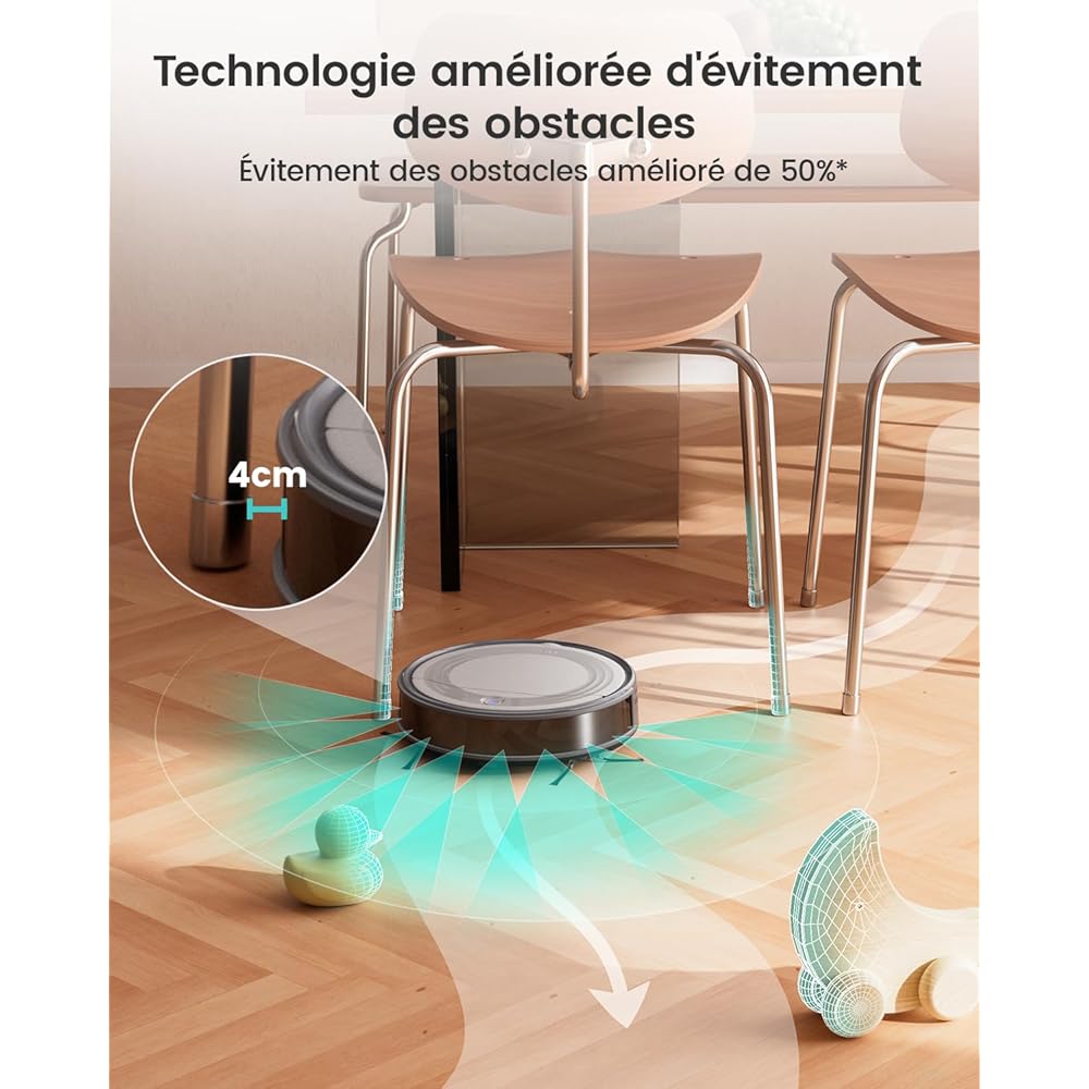 Lefant Aspirateur Robot, Robot Aspirateur 4500Pa Puissance d'Aspiration, Évitement Précis des Obstacles, Anti-Enchevêtrement Idéal pour Les Poils d'animaux, Cheveux et Sols Durs,Contrôle par App/Alexa : Cuisine et Maison