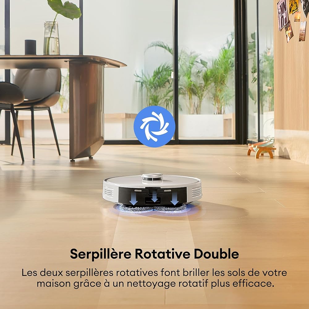 Ultenic T10 Pro Aspirateur Robot Laveur, Station Auto-Vidage 4000pa, Lavage à Serpillière Rotative, Navigation Lidar Cartographie, 200Min Autonomie, Connecté App et Alexa, Détection de Tapis : Cuisine et Maison