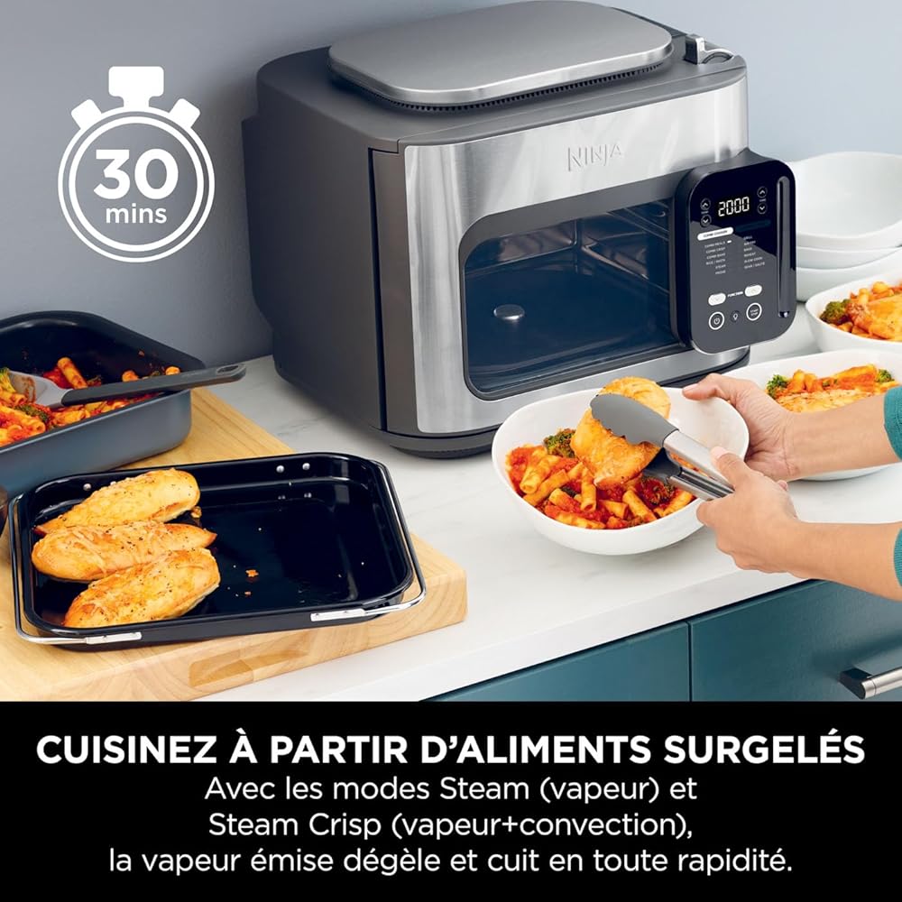 Ninja Combi 12-en-1 Multicuiseur, Four, Autocuiseur et Friteuse sans huile, 12 Fonctions de Cuisson, Repas de Taille Familiale en 15 Minutes, avec Plateau de Cuisson, Guide de Recettes, Gris, SFP700EU : Cuisine et Maison