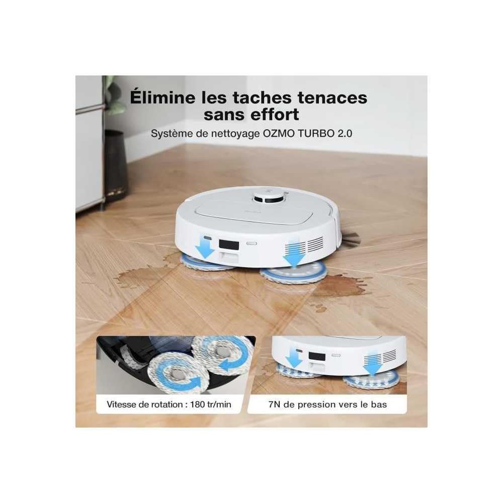 ECOVACS N30 PRO OMNI Aspirateur Robot avec Station OMNI tout-en-un, 10000Pa, Robot Aspirateur Laveur avec Brosse ZeroTangle 2.0, Nettoyage à l'eau chaude 60℃, Nettoyage Humide adaptatif TruEdge, Blanc : Cuisine et Maison