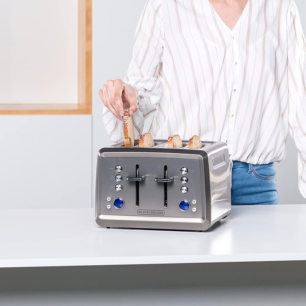 BLACK+DECKER Grille-pain, Inox, Avec chauffe-pain : Cuisine et Maison