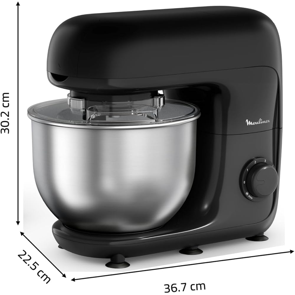 Moulinex Bake essential Robot pâtissier, 800 W, Bol 4.8 L, kit de pâtisserie, Hachoir à viande QA161810, Noir Glama : Cuisine et Maison