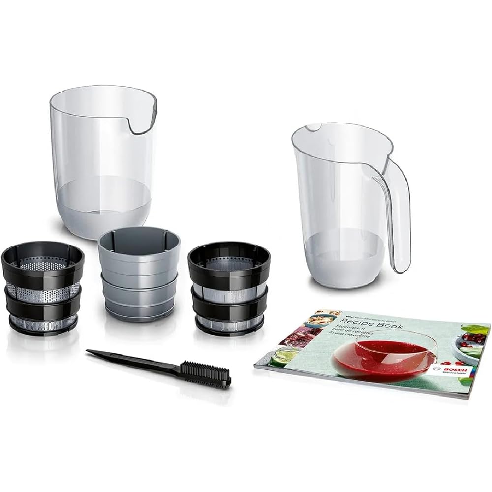 Bosch VitaExtract MESM731M Extracteur de Jus – Extraction lente pour réduire l'oxydation – Contrôle du niveau de pulpe et 3 différents filtres – 150 W – Couleur : noir : Auto et Moto