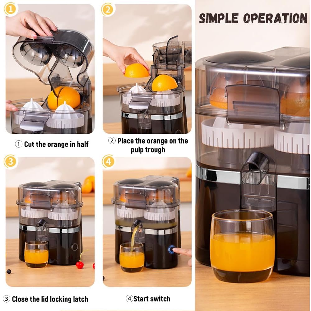 Centrifugeuse Extracteur De Jus 200W, Double TêTe Et Coupeur, Presse Agrume Electrique, 20 Secondes Pour Un DéLicieux Jus, Automatique, Rapide, Facile à Nettoyer, Pour Maison, Cuisine : Cuisine et Maison