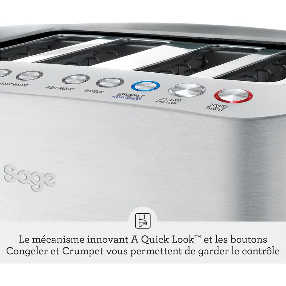 Sage - The Smart Toast - Grille-Pain 4 Fentes - Aluminium Brossé : Cuisine et Maison